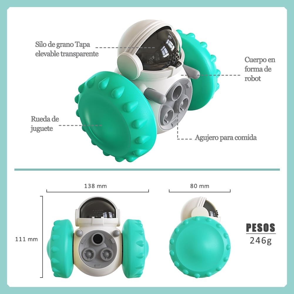 JUGUETE INTERACTIVO DISPENSADOR DE COMIDA PARA PERROS Y GATOS