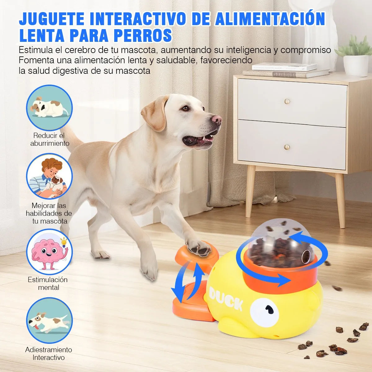 JUGUETE INTERACTIVO DISPENSADOR DE COMIDA PARA PERROS Y GATOS