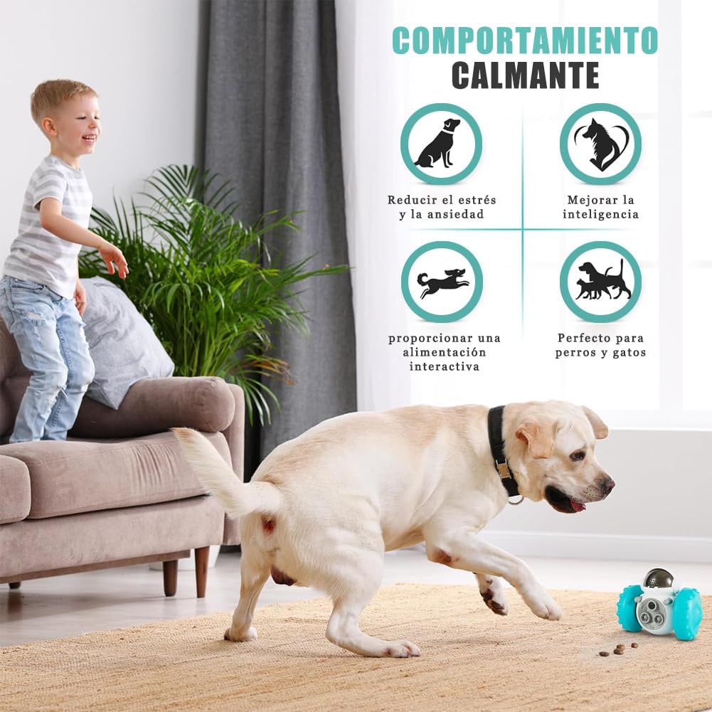 JUGUETE INTERACTIVO DISPENSADOR DE COMIDA PARA PERROS Y GATOS