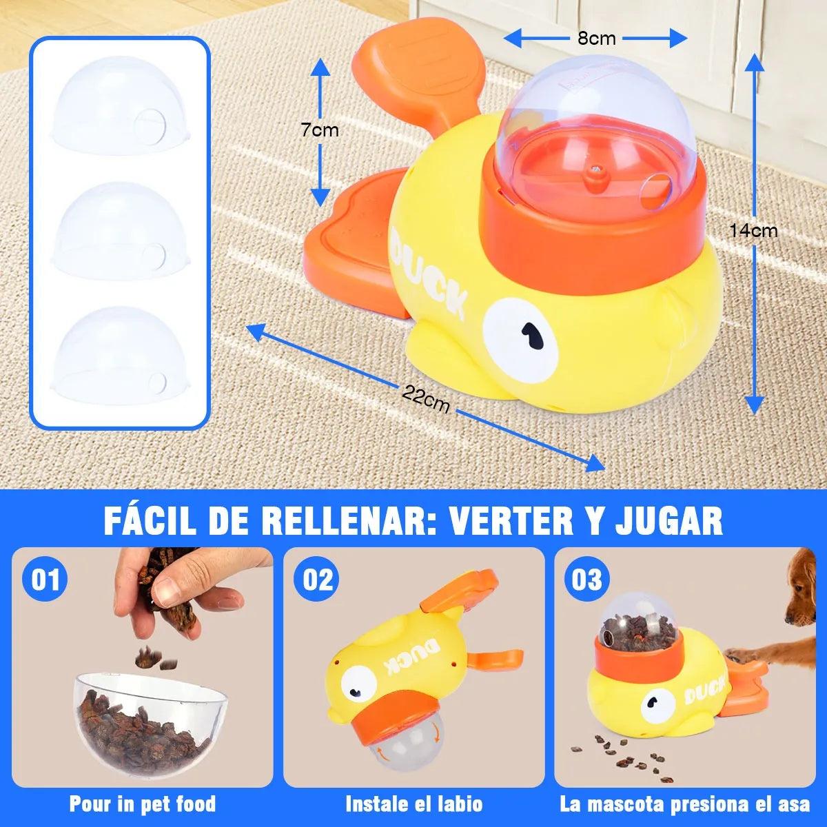 JUGUETE INTERACTIVO DISPENSADOR DE COMIDA PARA PERROS Y GATOS